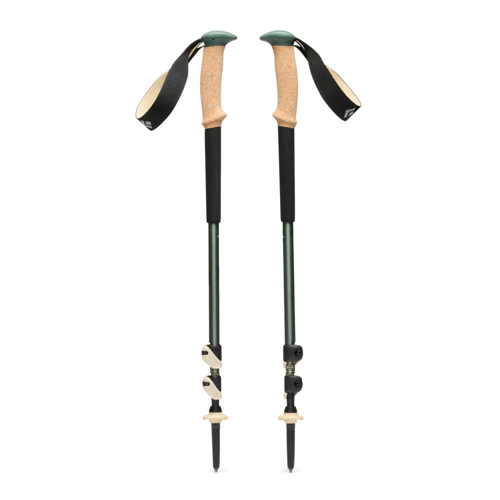 Black Diamond Trail Cork Trekking Poles in laurel green