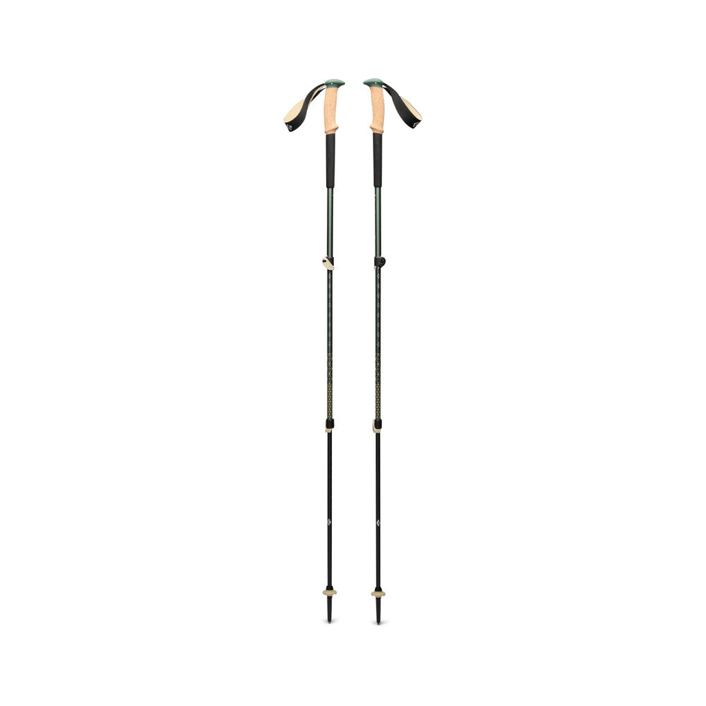 Black Diamond Trail Cork Trekking Poles in laurel green