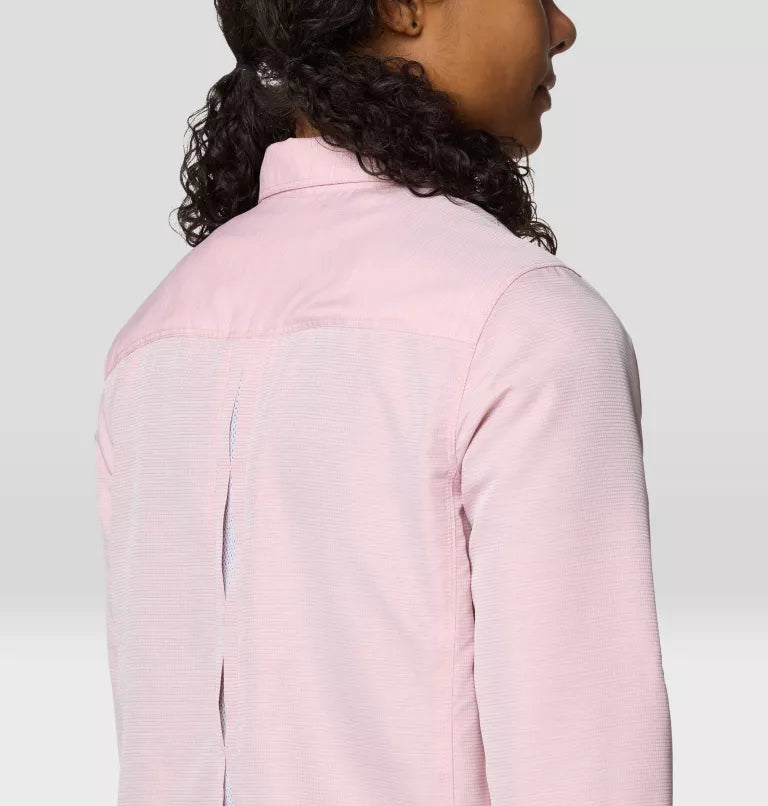 Mountain Hardwear Canyon Long Sleeve Sun Shirt Women's, rosehip, on model, back shoulder and back detail