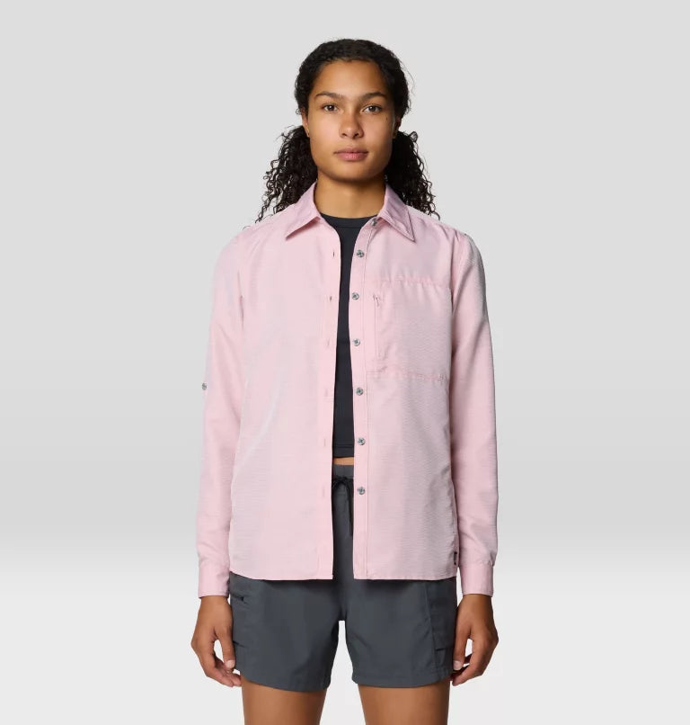 Mountain Hardwear Canyon Long Sleeve Sun Shirt Women's, rosehip, on model, front view