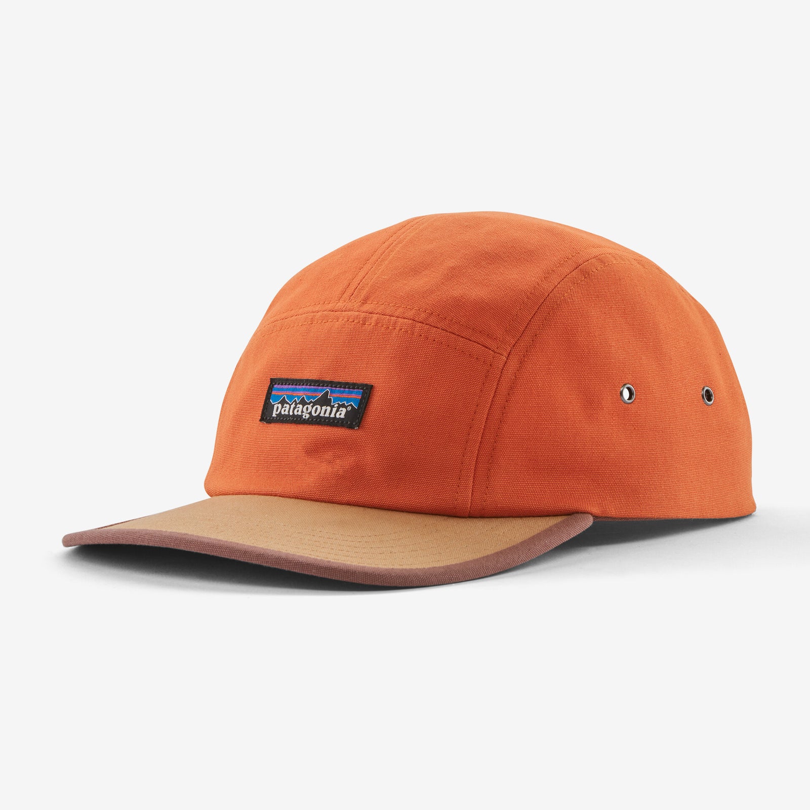 the patagonia maclure hat in the color p6 label color redtail rust