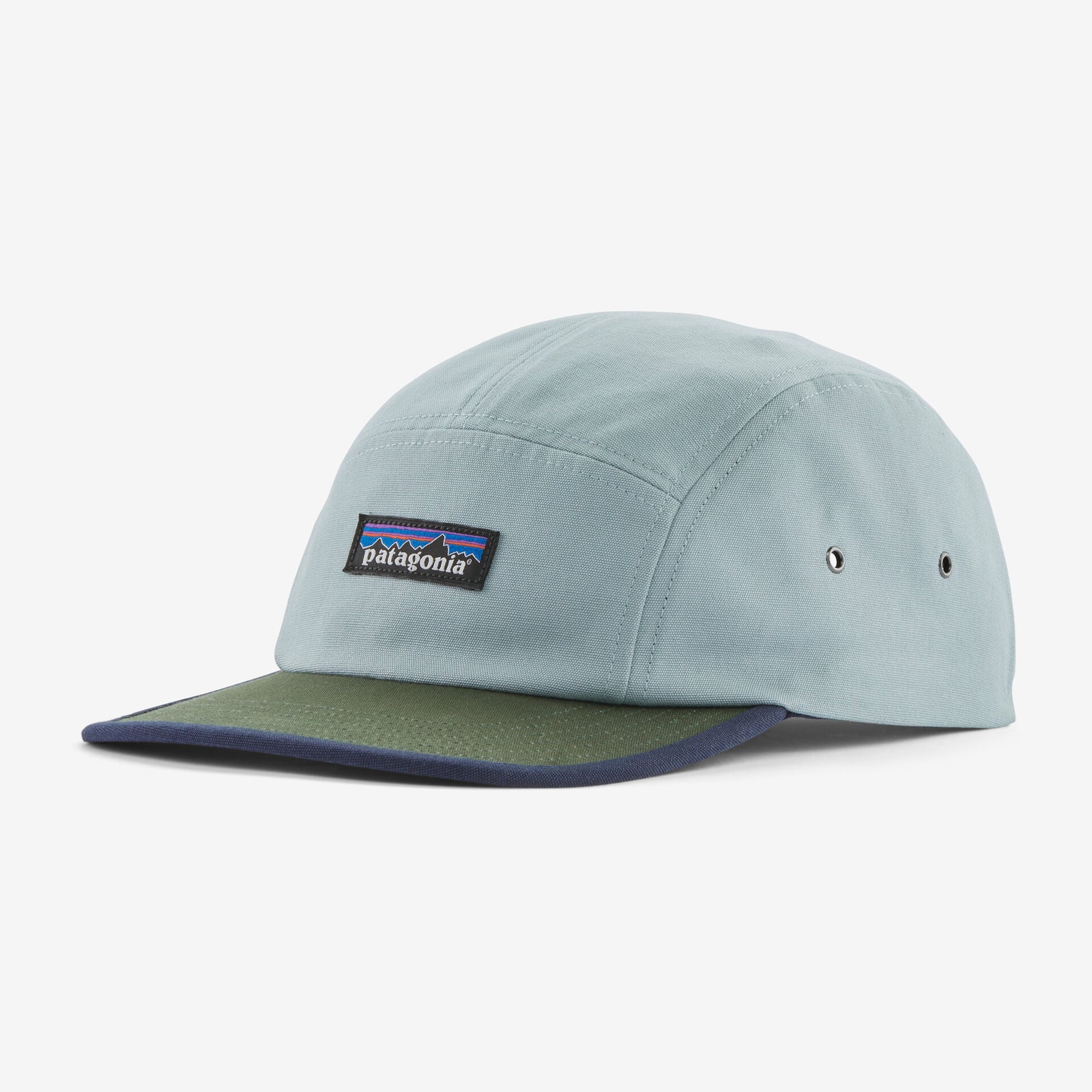 the patagonia maclure hat in the color p6 label color thermal blue