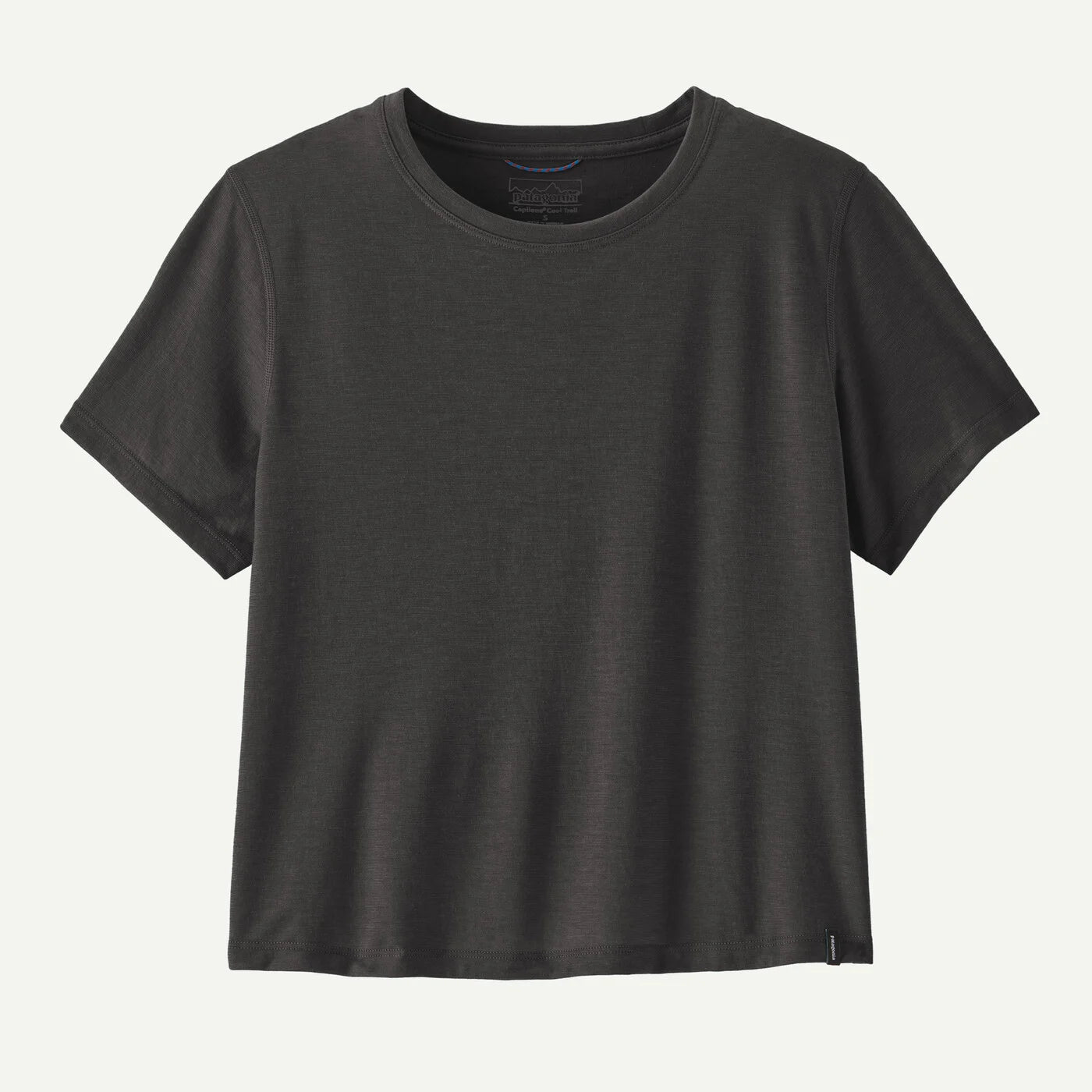 Black t-shirt on a light gray background