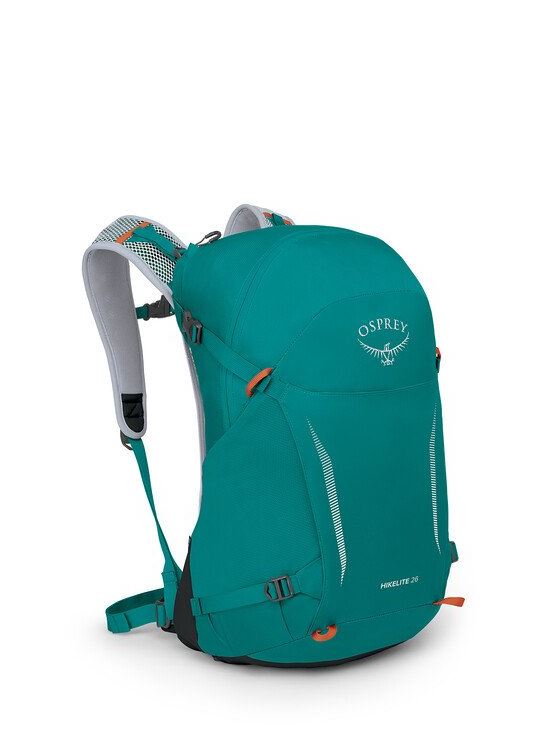 A photo of the osprey hikelite 26 in the color escapade green, front view