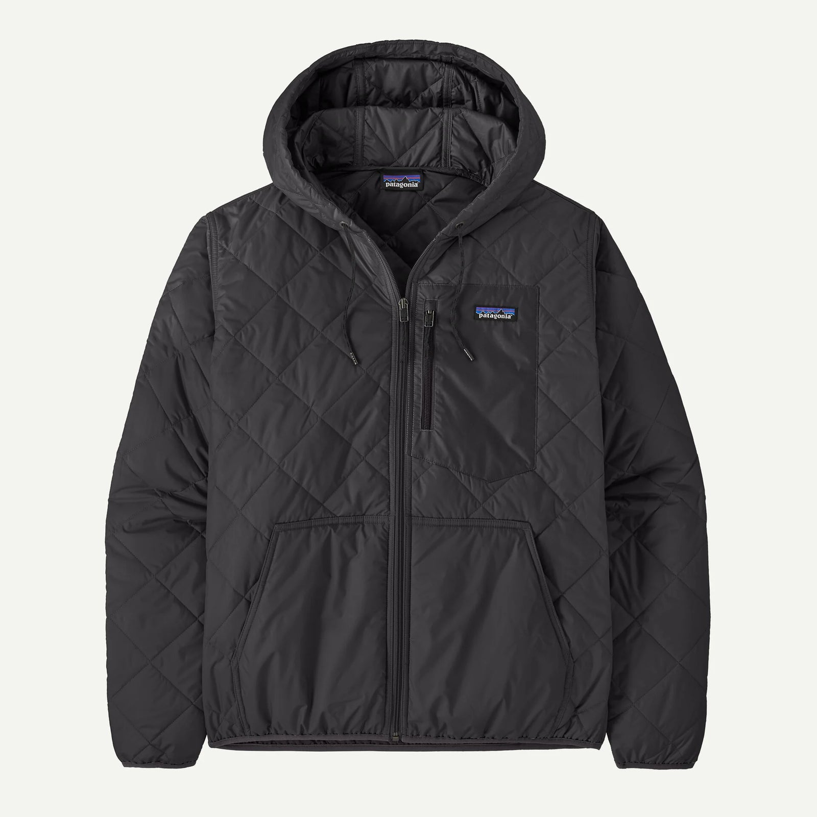 Men's Diamond Quilted Bomber Hoody in black