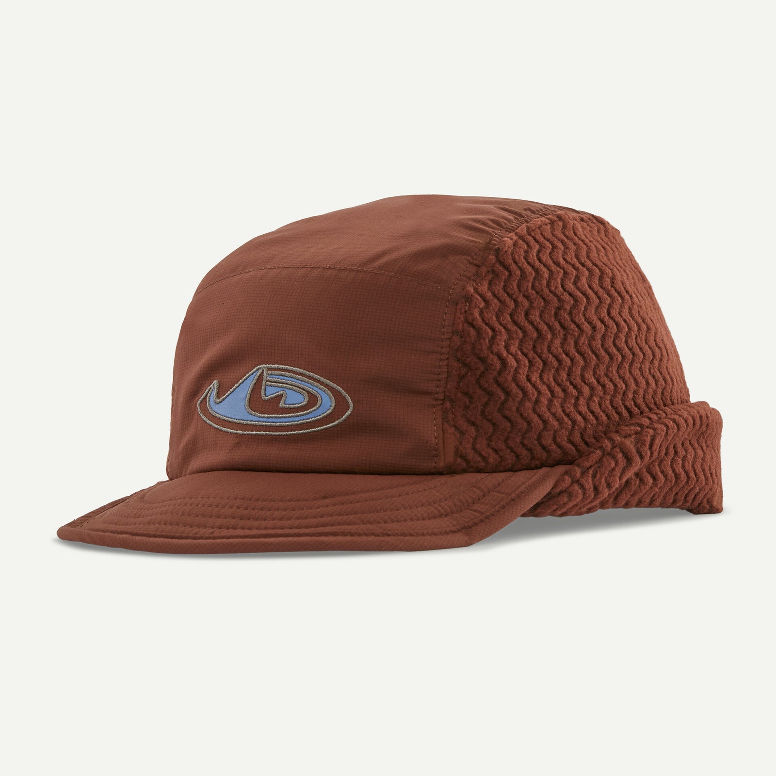 photo of the patagonia winter duckbill running cap in the color vientos dried vanilla, front view