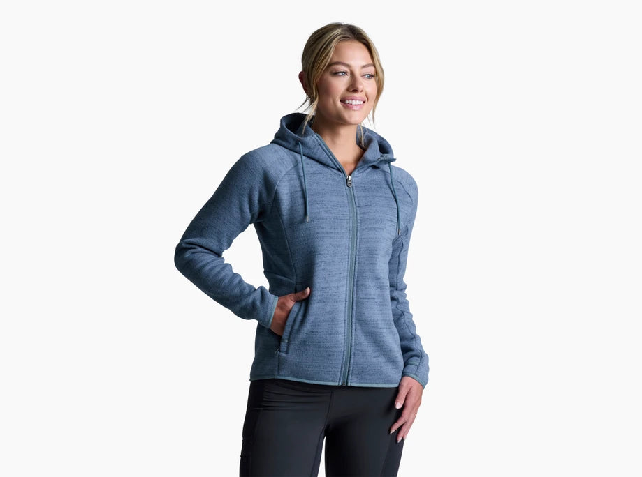Kuhl Avaline Hooded Jacket Women's in color metal blue, front