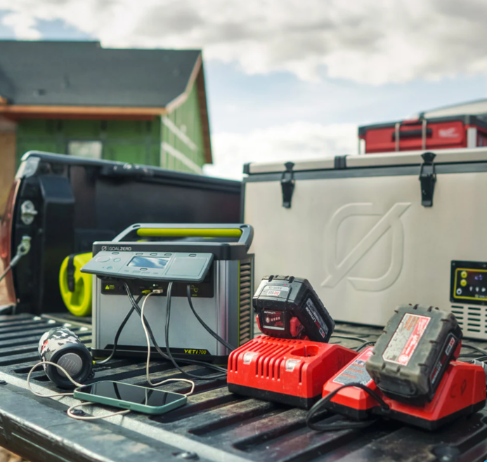 the goal zero yeti 700 6th generation portable power station, being used at a construction site