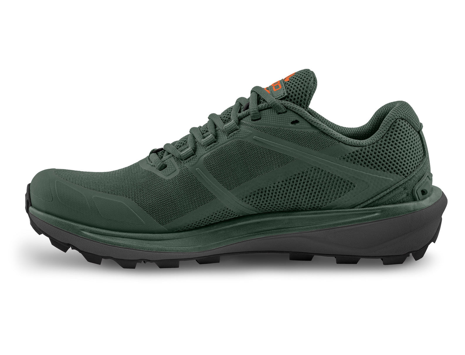 Topo Athletic Terraventure 4 Men's Trail Running Shoe instep view, green orange
