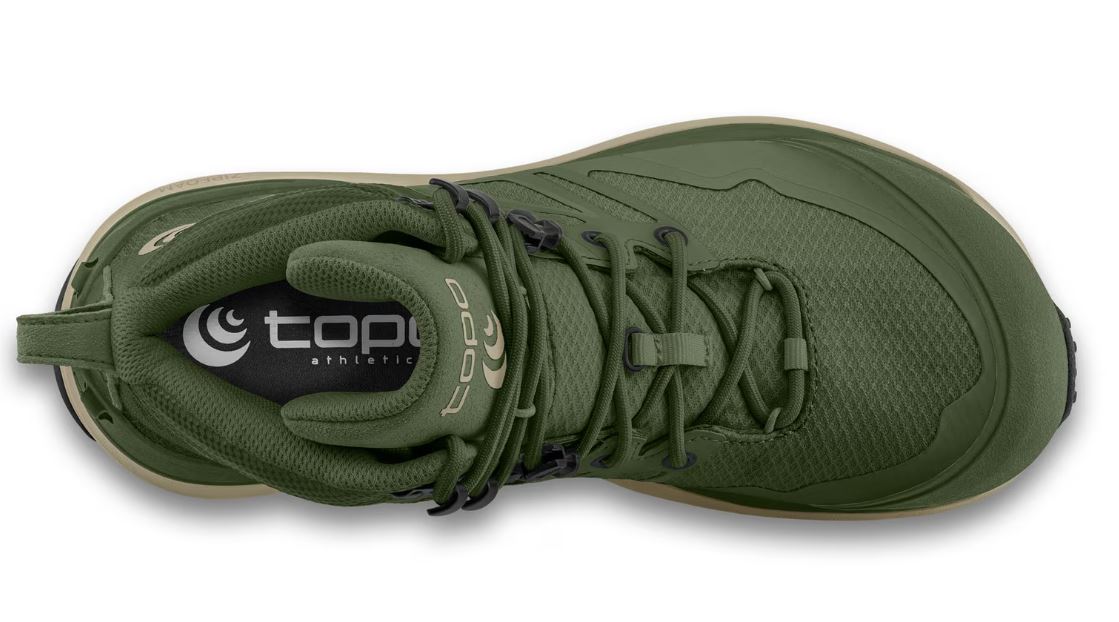 topo womens trailventure 2 waterproof in olive, top view
