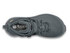 Gray hiking boot with Topo Designs logo on a white background
