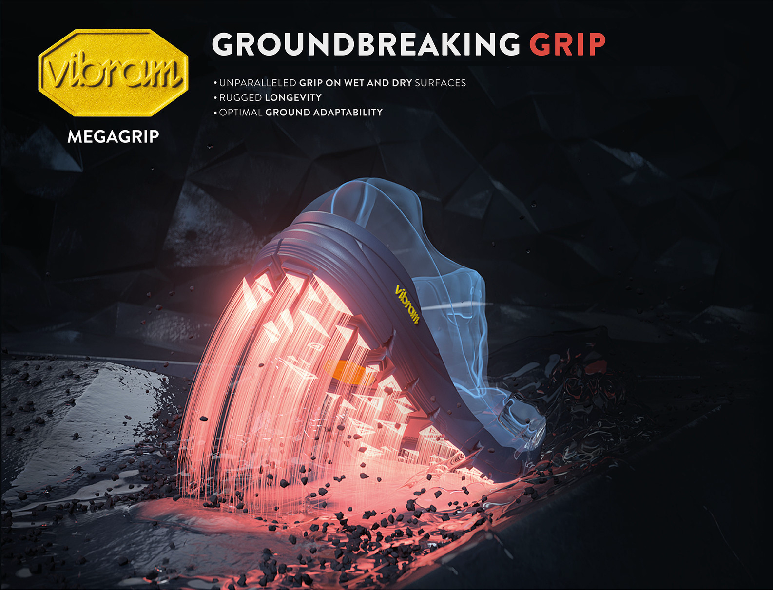 promo image shows a show with light coming out of the sole to make us think it's really sticky rubber