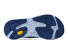 Close-up of a shoe sole with a visible brand logo on a white background