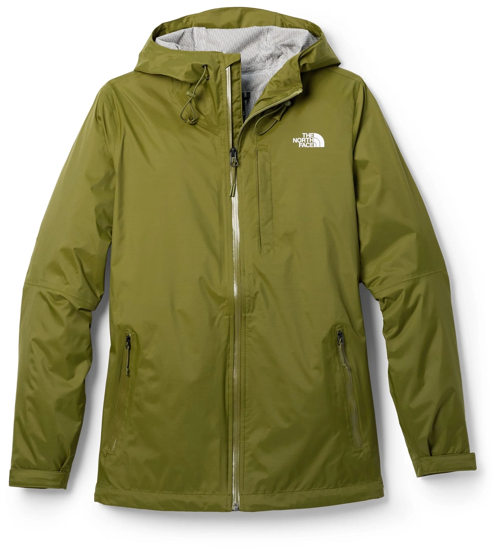 olive green rain jacket