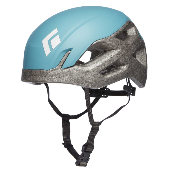 the black diamond vision helmet in the color aqua