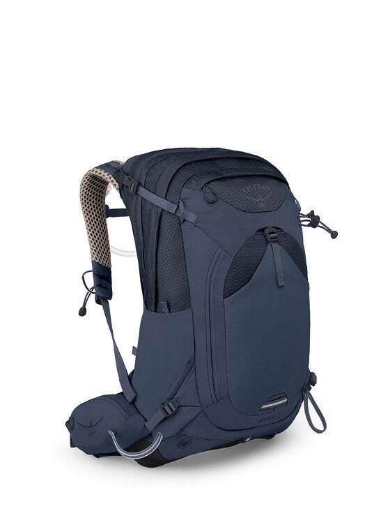a photo of the osprey mira 22 pack in the color anchor blue, front view