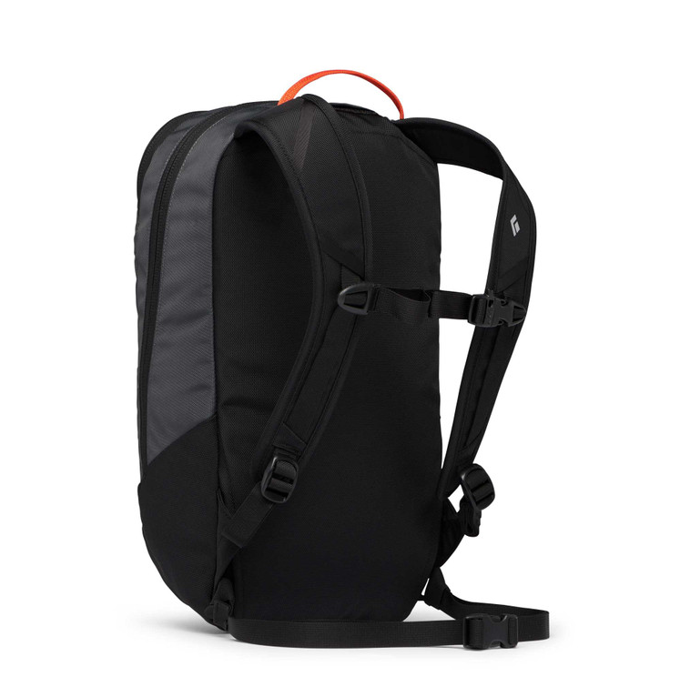 the black diamond bullet pack in the color carbon back view