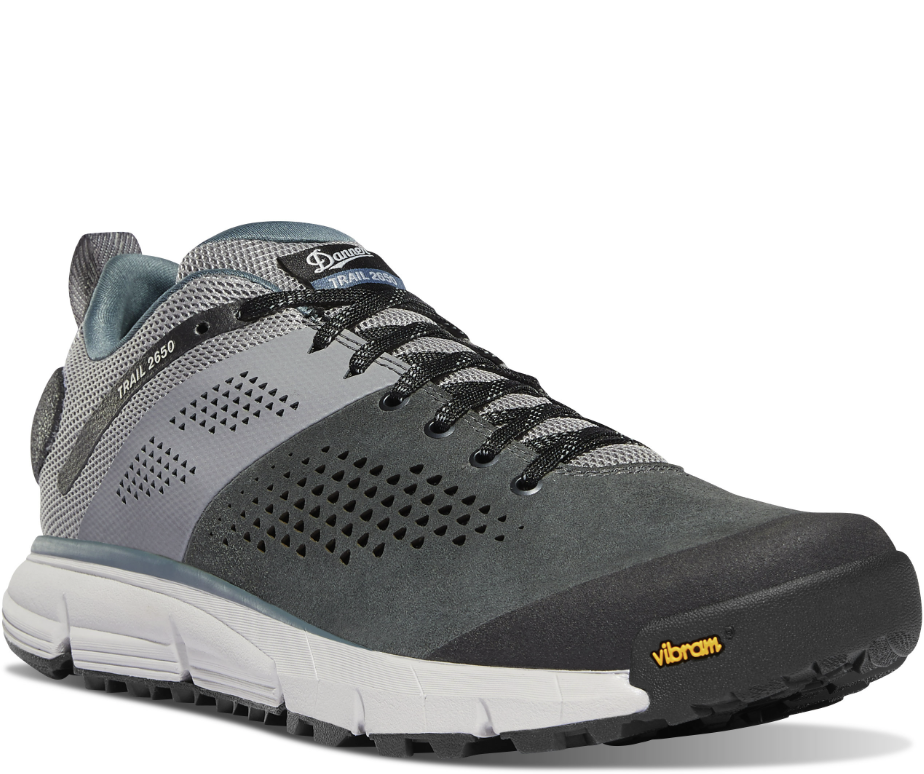 danner trail 2650 in charcoal three quarters view