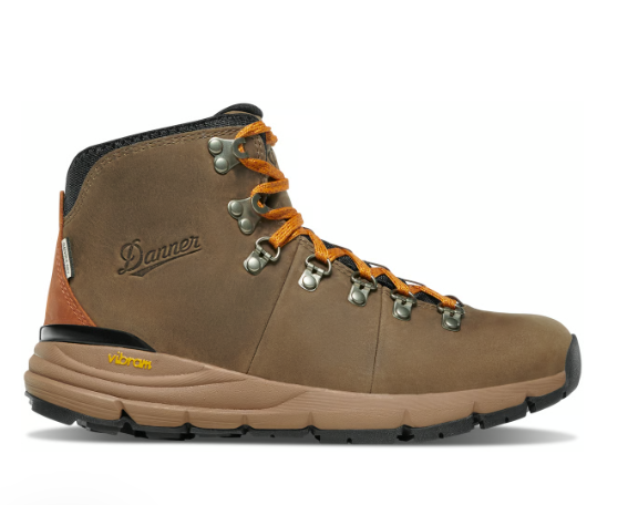 danner womens mountain 600 wide width color chocolate chip side view