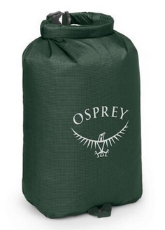 a photo of the osprey ultralight dry sack 12 liter in the color green