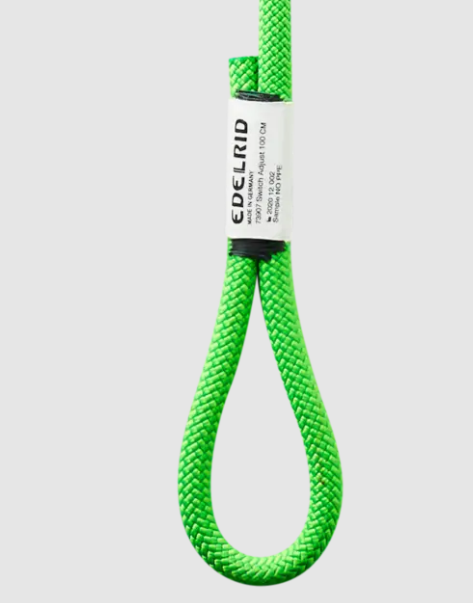 edelrid switch adjust lanyard close up of harness attachment point