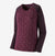 the patagonia womens capilene midweight crew in the color fire floral night plum, front view