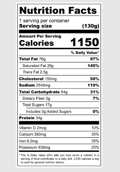 foundation biscuits and gravy nutrition facts