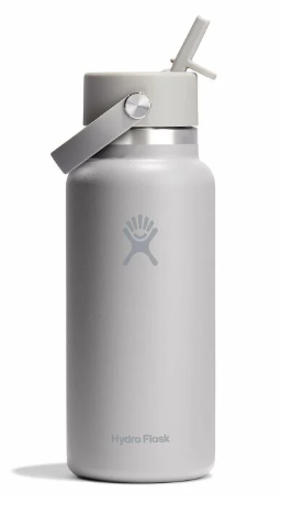 hydroflask 32 oz wide mouth straw bottle in tonal birch