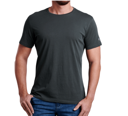 kuhl mens superair tee in carbon front view on a model