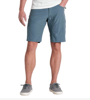 kuhl silencr short in charcoal blue front view on a model