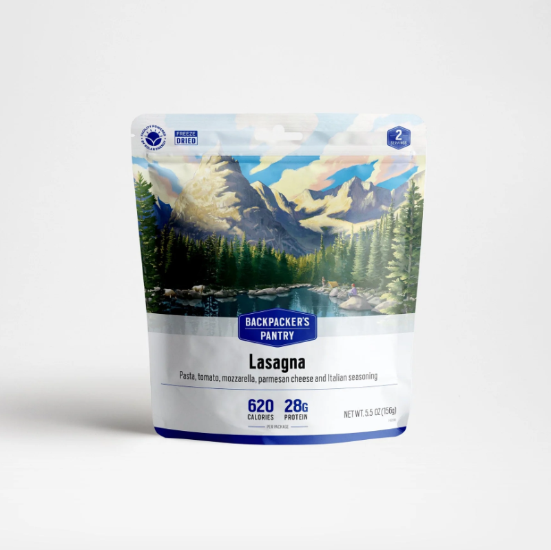 the backpacker's pantry lasagna meal, front view