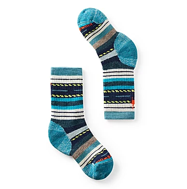 smartwool hike margarita crew kids sock in the color cascade green
