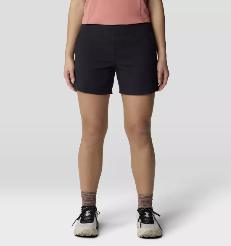 mountain hardwear womens dynama shorts in black front view on a model