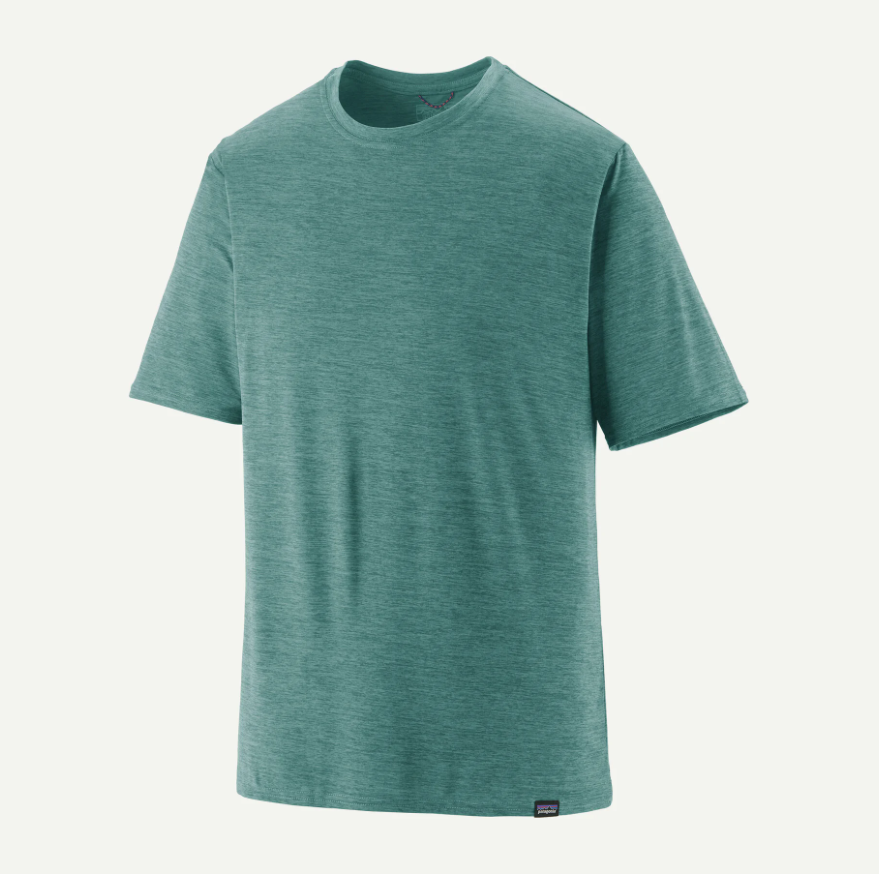 patagonia capilene cool short sleeve tee in wetlant blue