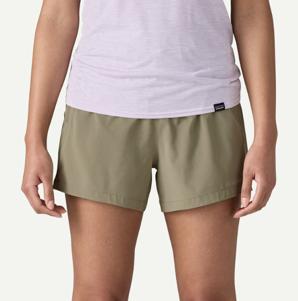 patagonia terrebonne shorts in river rock green on a model