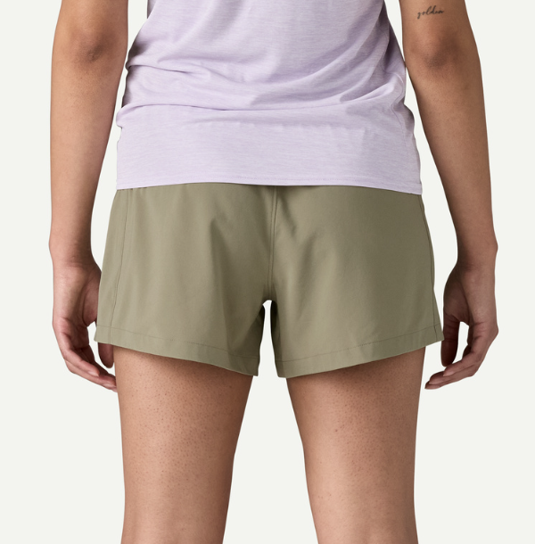 patagonia terrebonne shorts in river rock green on a model back view