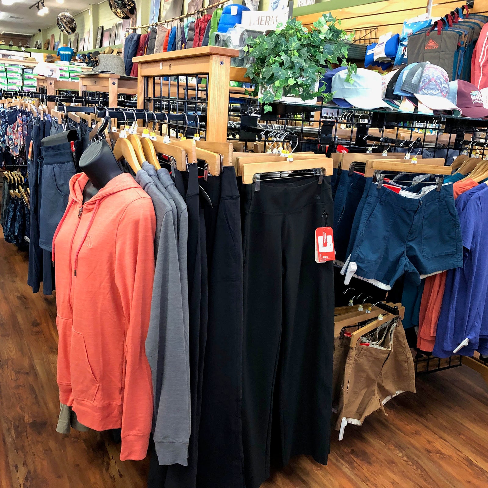 a rack with women's apparel on it