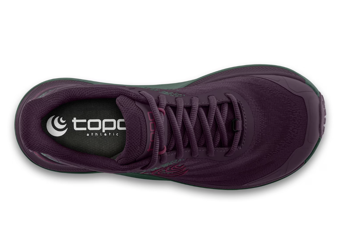 topo ultraventure 4 running shoe womens in color purple, top view
