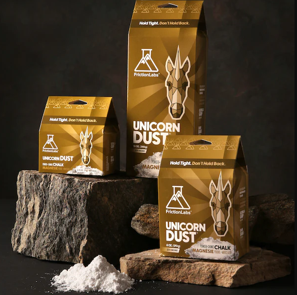 a photo showing all three sizes of friction labs&#39; unicorn dust chalk 