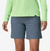 the patagonia 7 inch quandary short in color utility blue, front view on a model