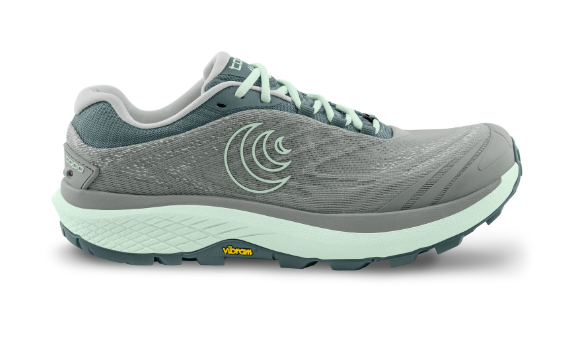 the topo womens pursuit 2 shoe in color grey mint, outside view