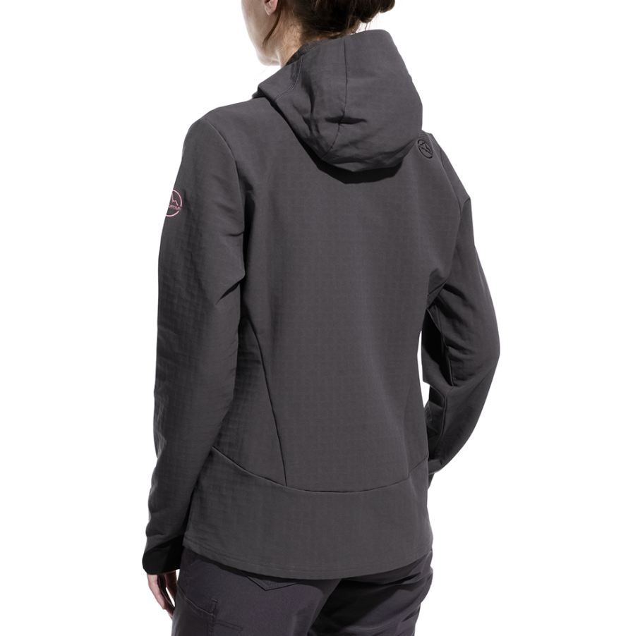 la sportiva womens descender jacket in onyx on a model back view