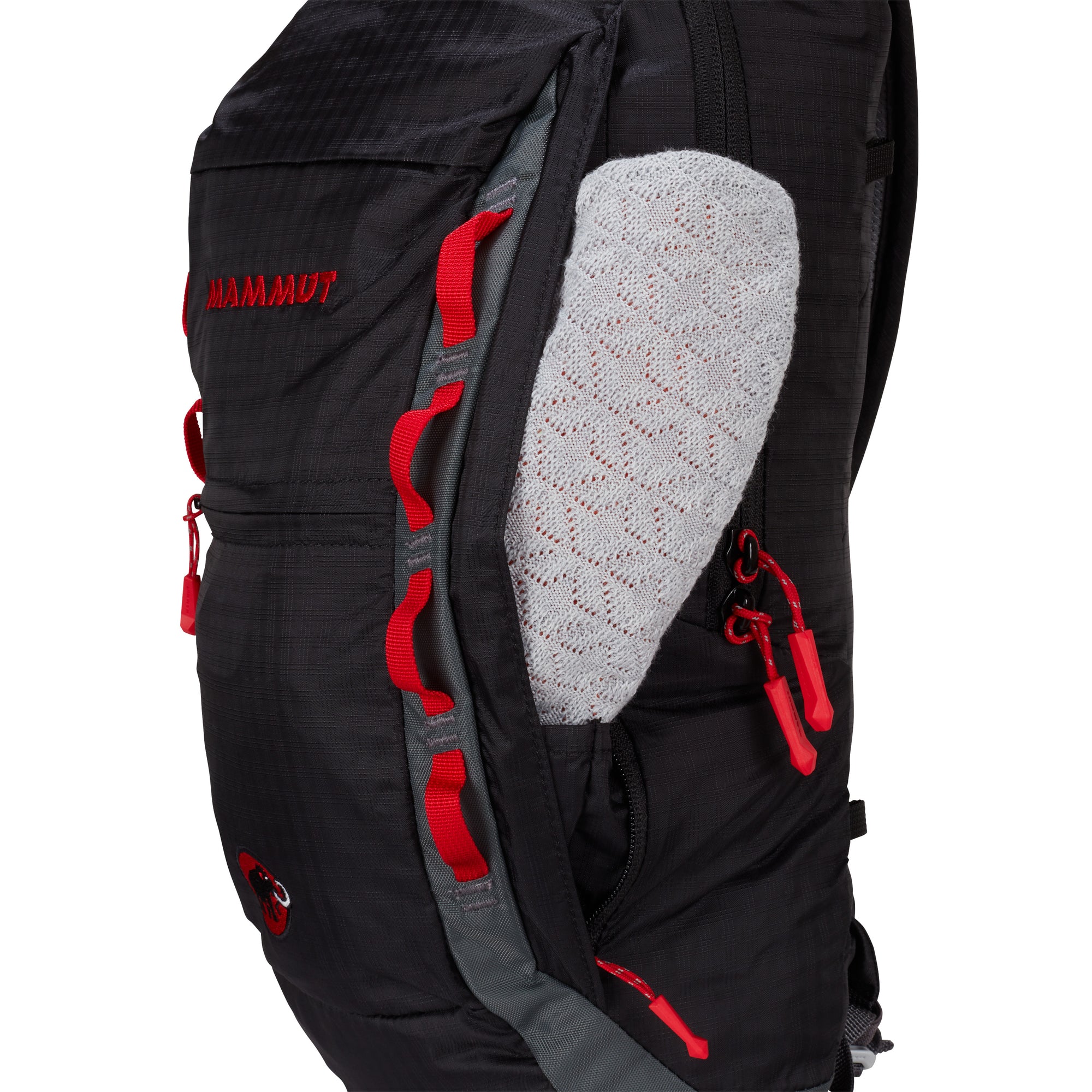 the mammut neon light pack in black showing side pocket