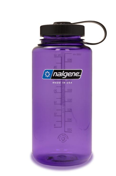 nalgene 32 oz wide mouth sustain water bottle in purple