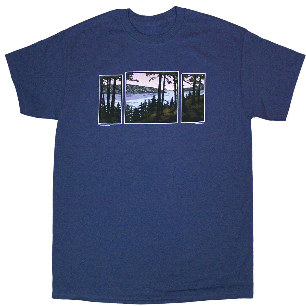 men&#39;s triptych river scene print tee shirt