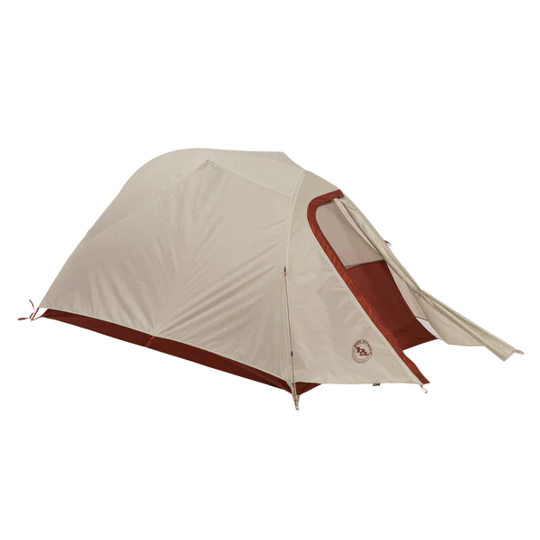 tent with fly on, door open