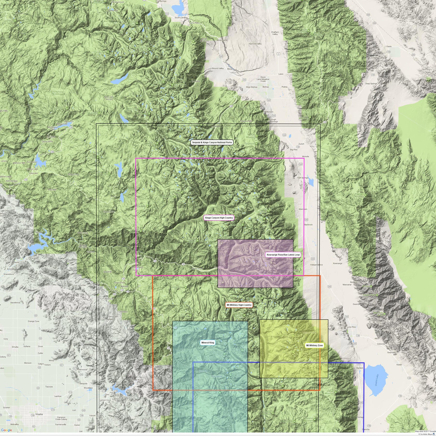 Kings Canyon overview map showing adjacent titles