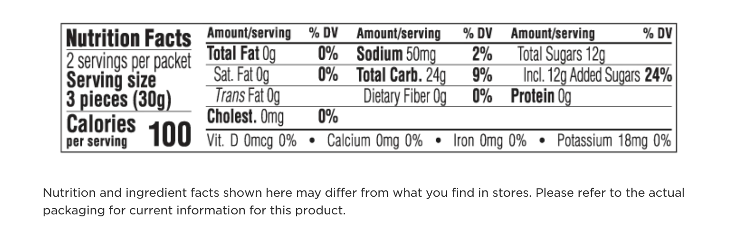 clif bloks nutrition facts
