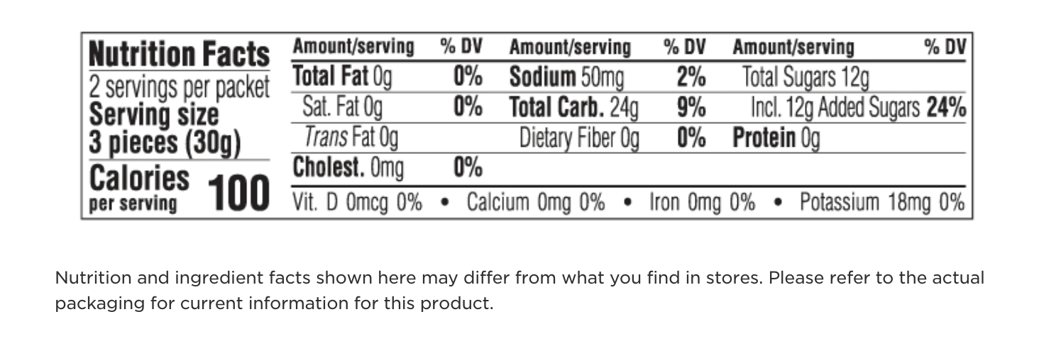 clif bloks nutrition facts