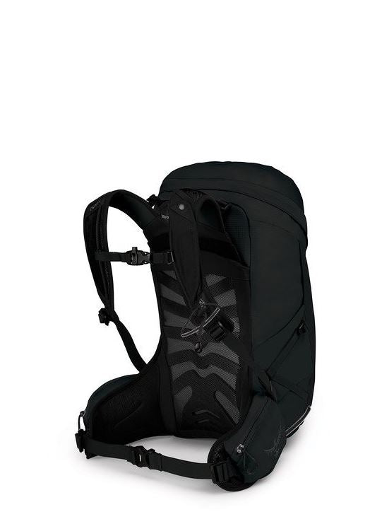 osprey tempest 24 pack in stealth black, back view